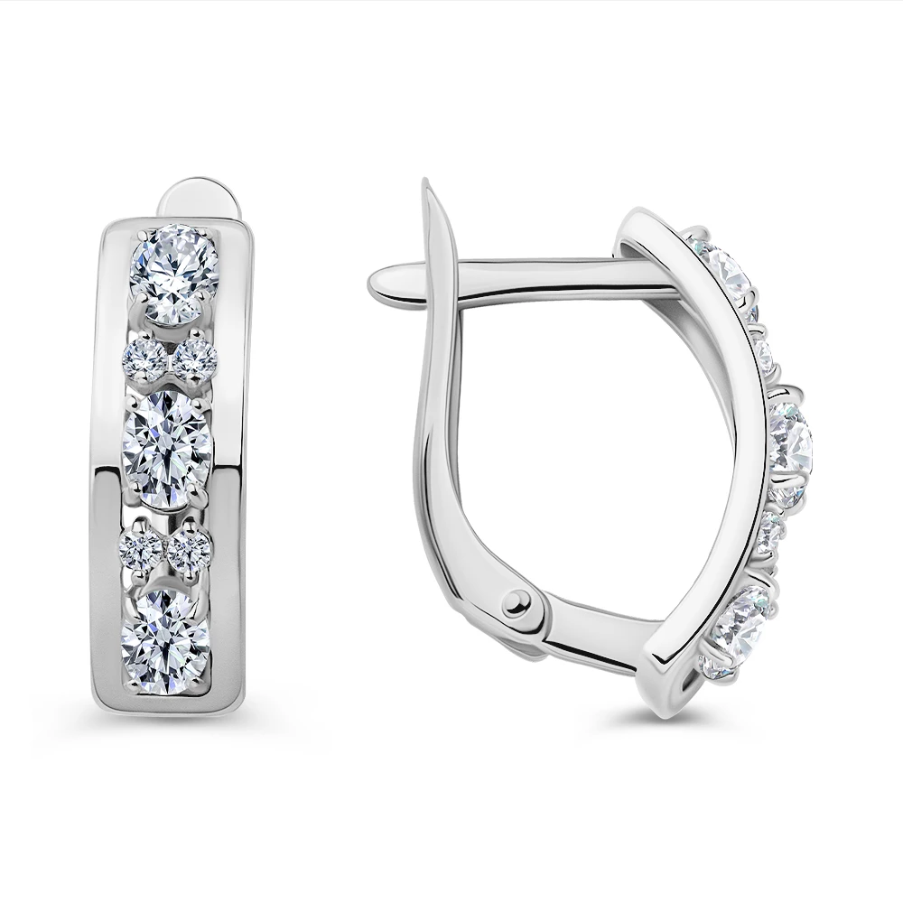 Серьги с фианитами из серебра 925 пробы