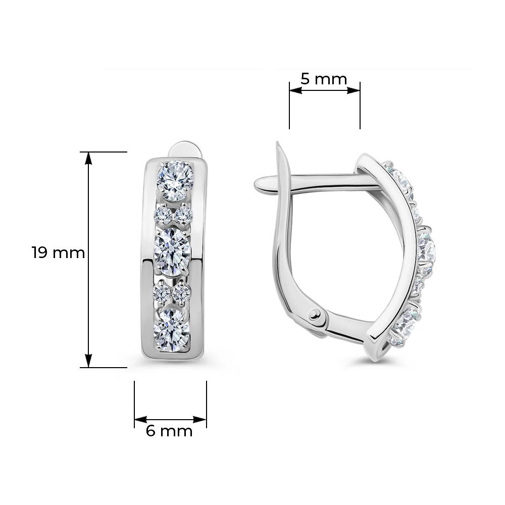 Серьги с фианитами из серебра 925 пробы