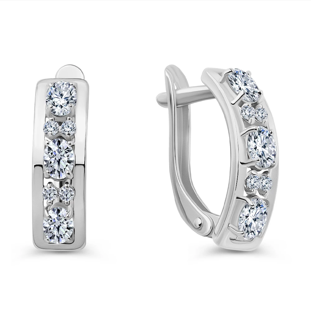 Серьги с фианитами из серебра 925 пробы