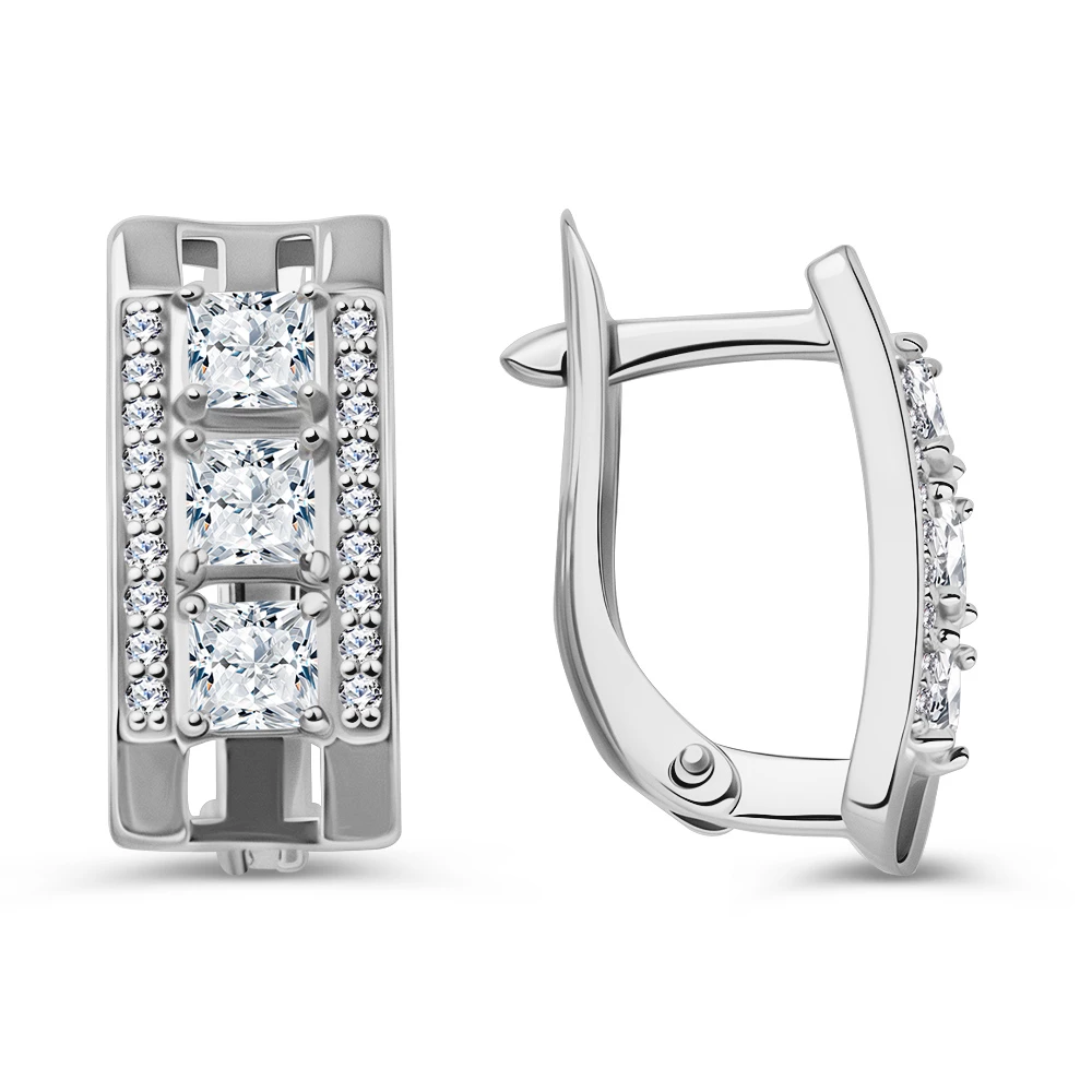 Серьги с фианитами из серебра 925 пробы