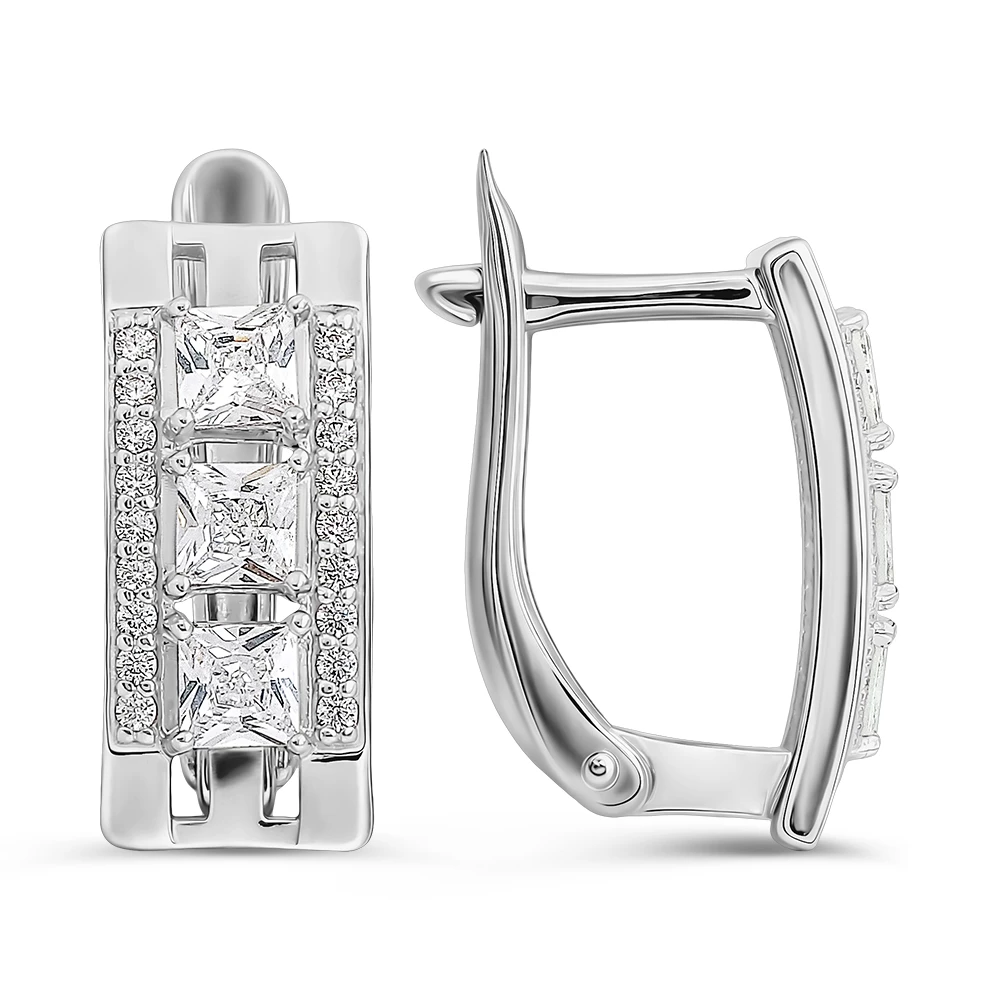 Серьги с фианитами из серебра 925 пробы