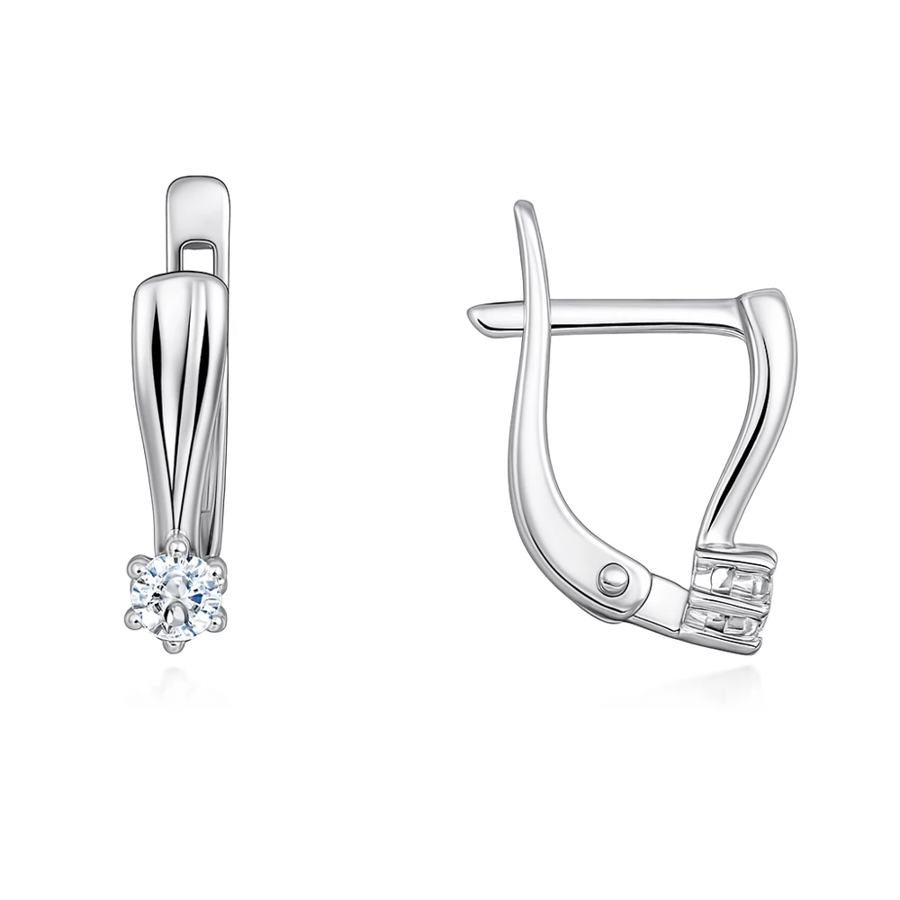 Серьги с цирконами из серебра 925 пробы