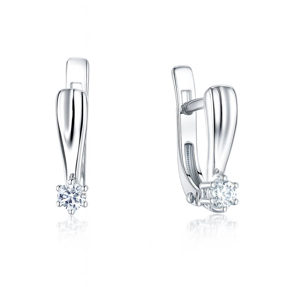 Серьги с цирконами из серебра 925 пробы