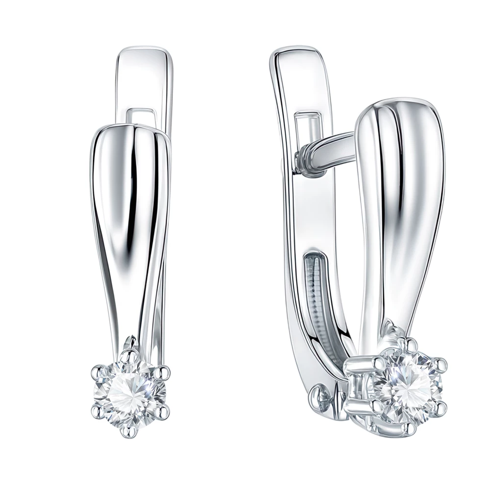 Серьги с цирконами из серебра 925 пробы