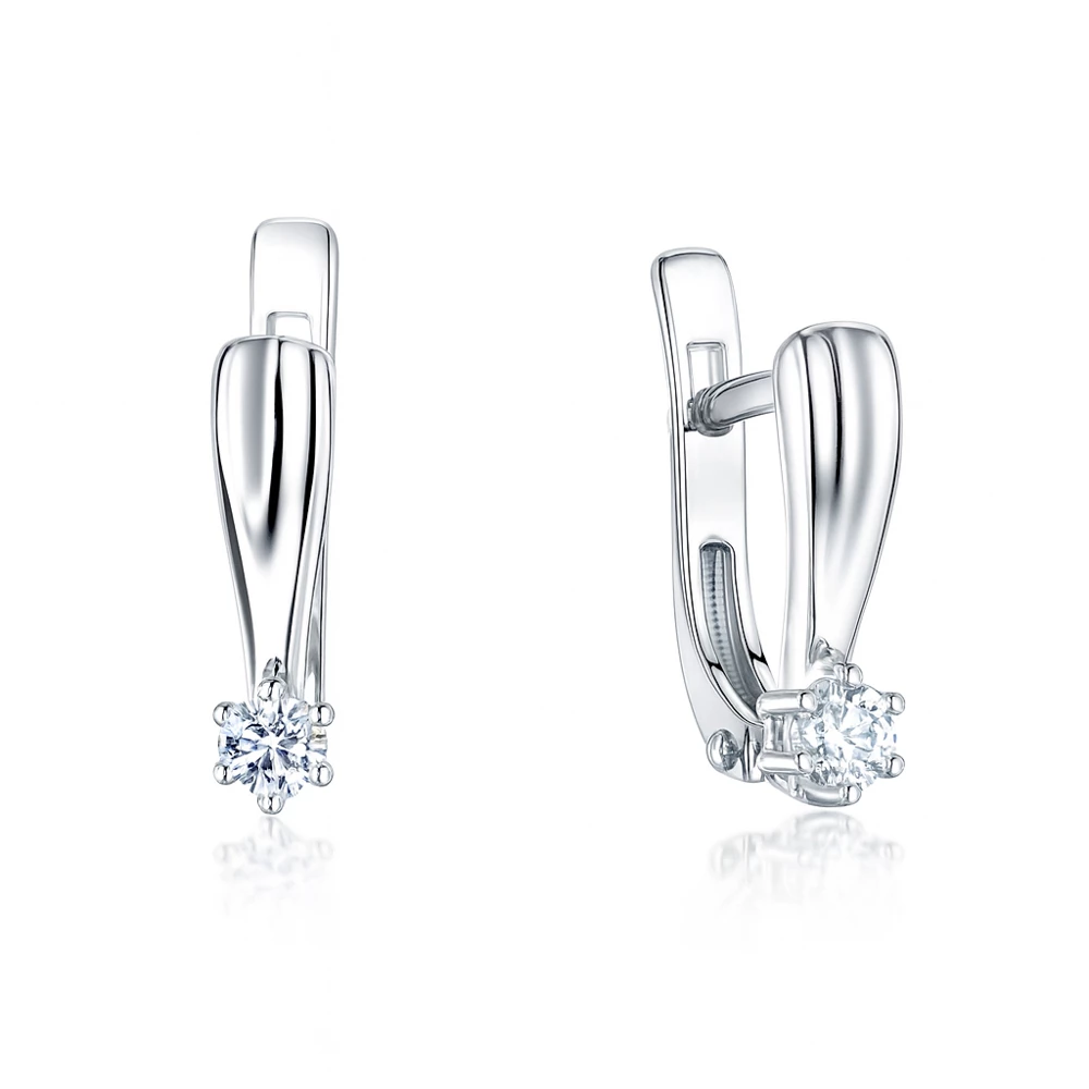 Серьги с цирконами из серебра 925 пробы