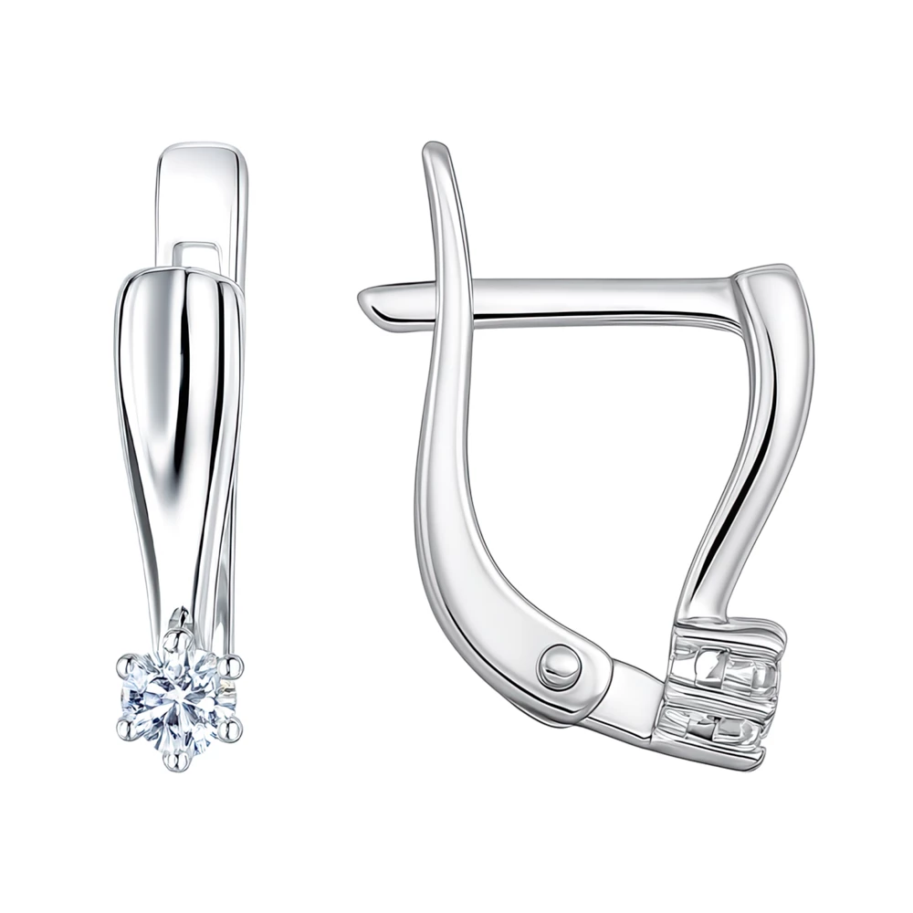 Серьги с цирконами из серебра 925 пробы