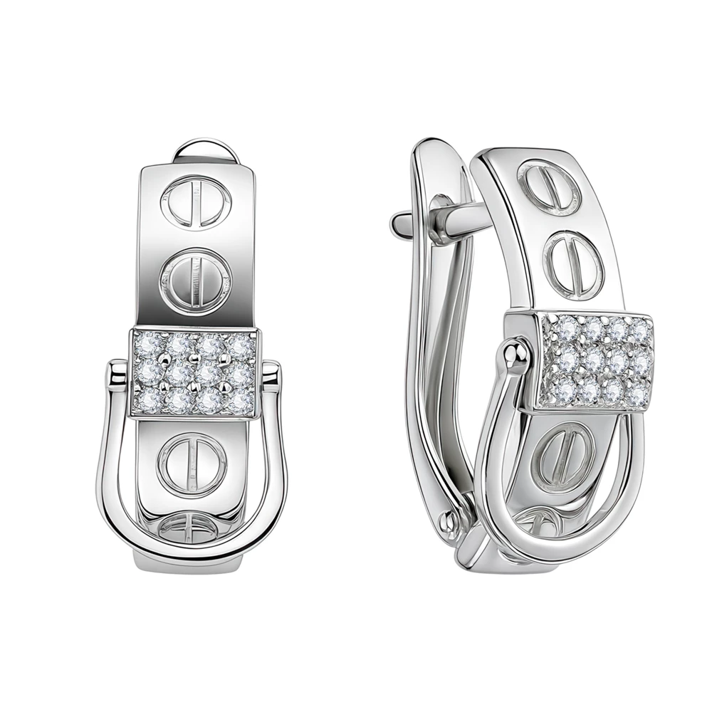 Серьги с фианитами из серебра 925 пробы