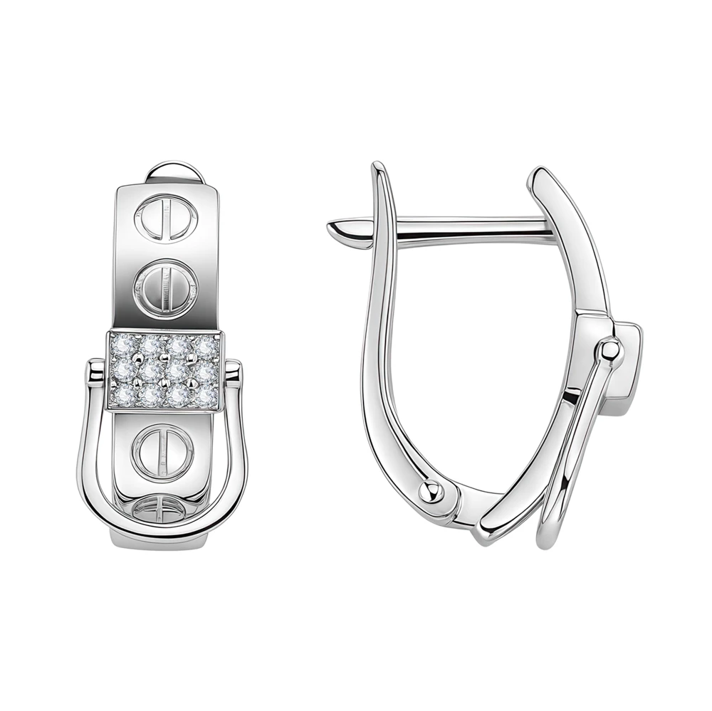 Серьги с фианитами из серебра 925 пробы