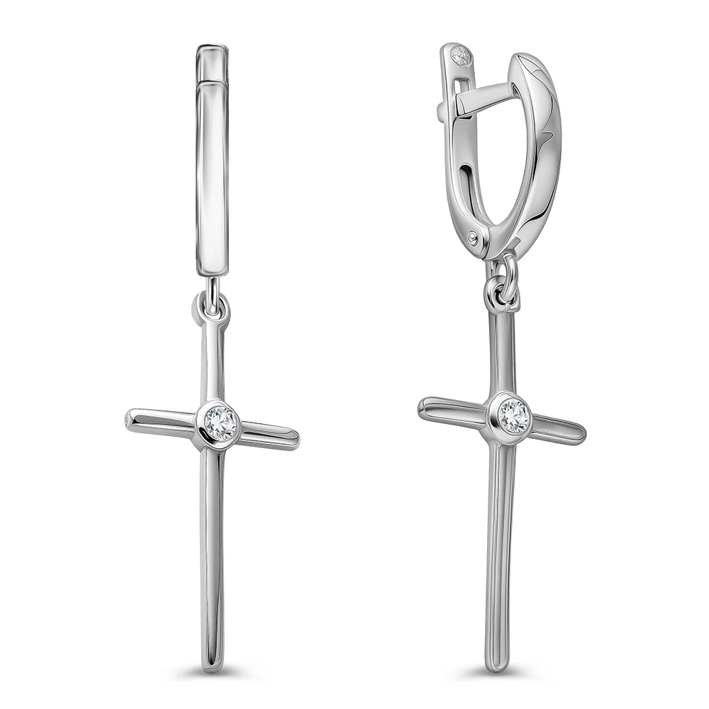 Серьги с цирконами из серебра 925 пробы
