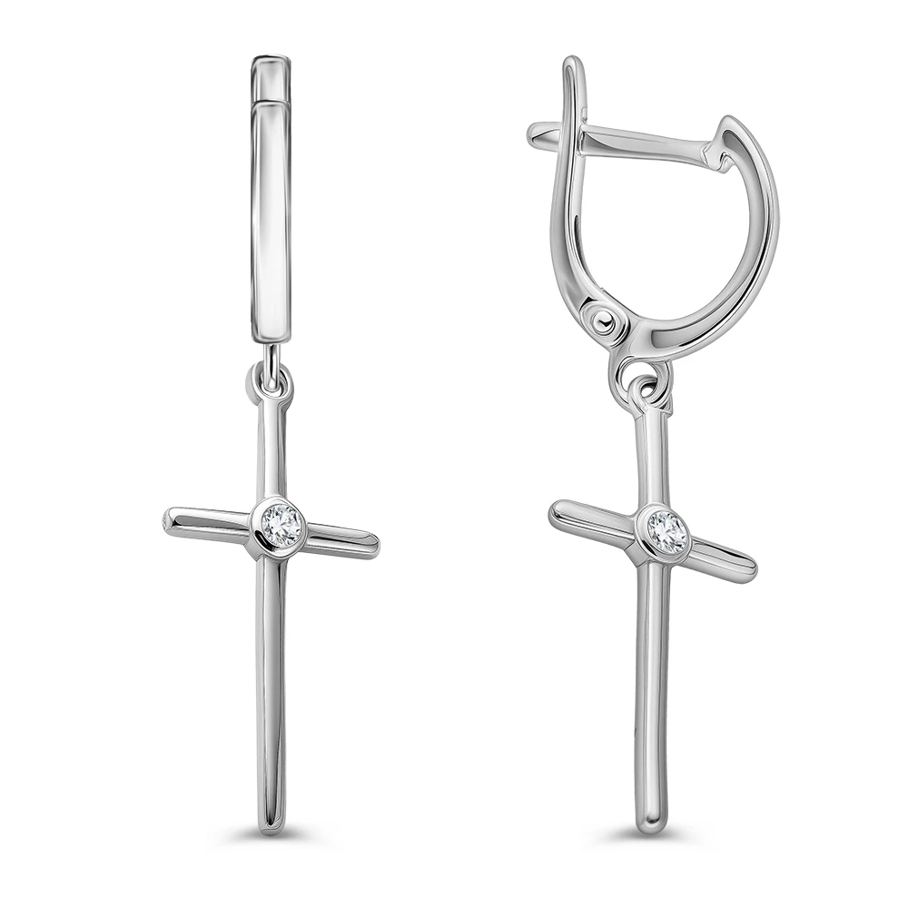 Серьги с цирконами из серебра 925 пробы