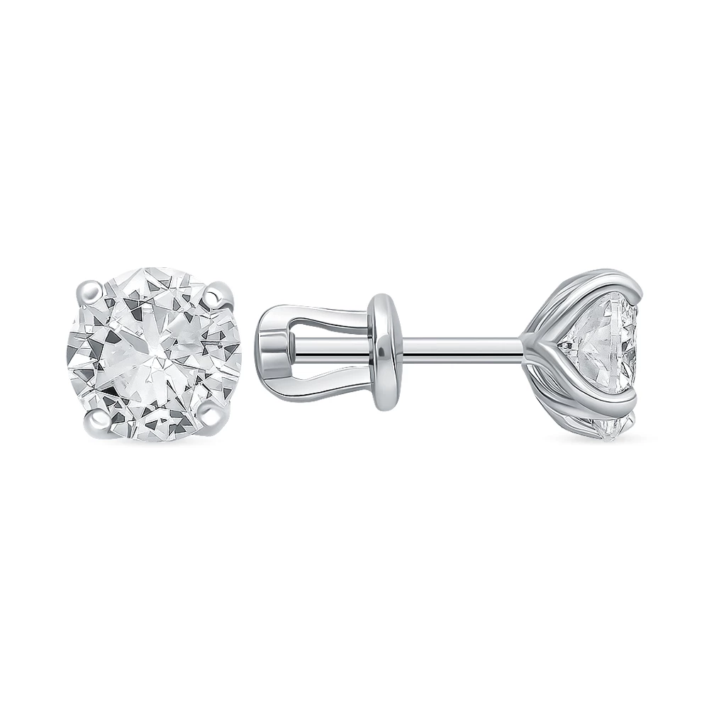 Серьги с фианитами из серебра 925 пробы