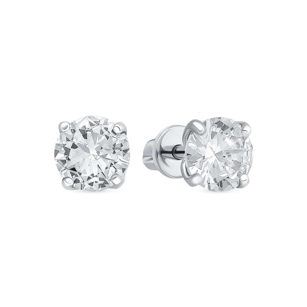 Серьги с фианитами из серебра 925 пробы