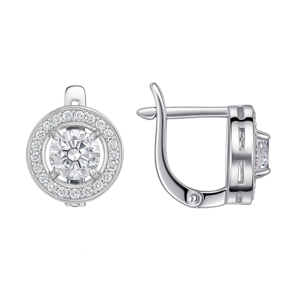 Серьги с фианитами из серебра 925 пробы