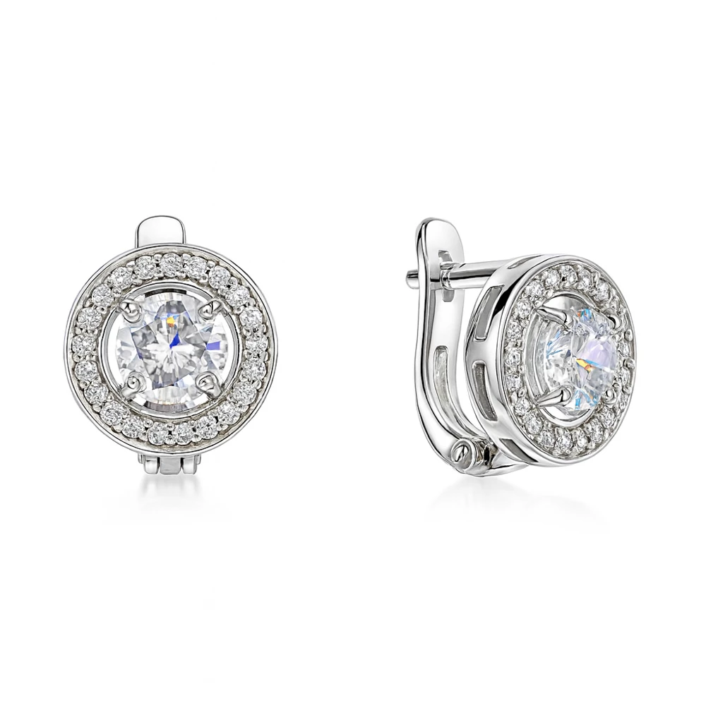 Серьги с фианитами из серебра 925 пробы