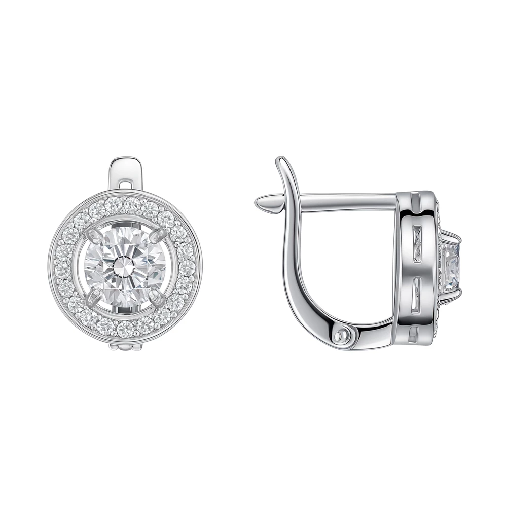 Серьги с фианитами из серебра 925 пробы