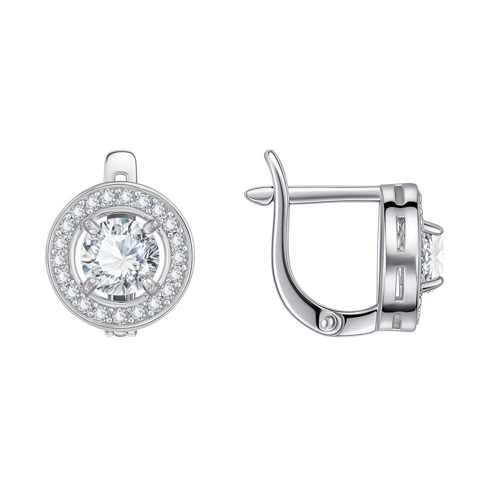 Серьги с фианитами из серебра 925 пробы