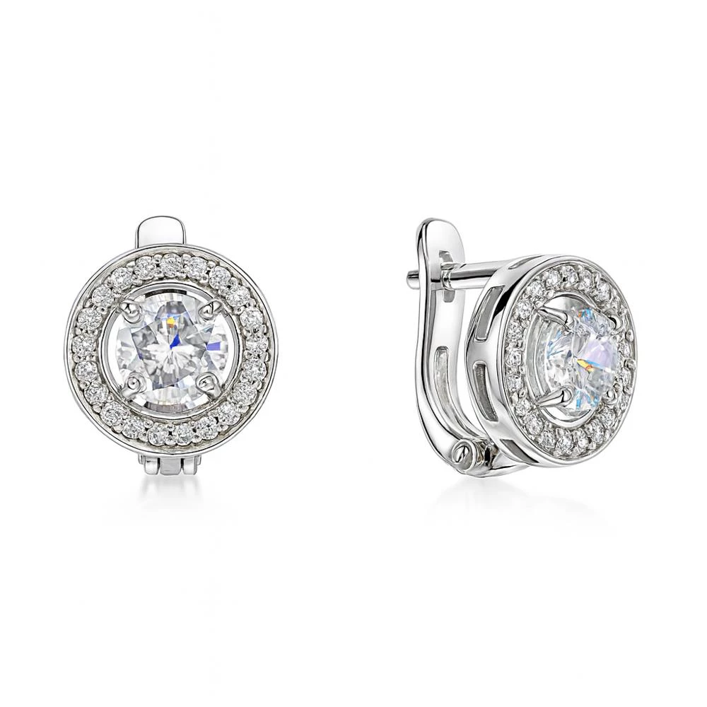 Серьги с фианитами из серебра 925 пробы