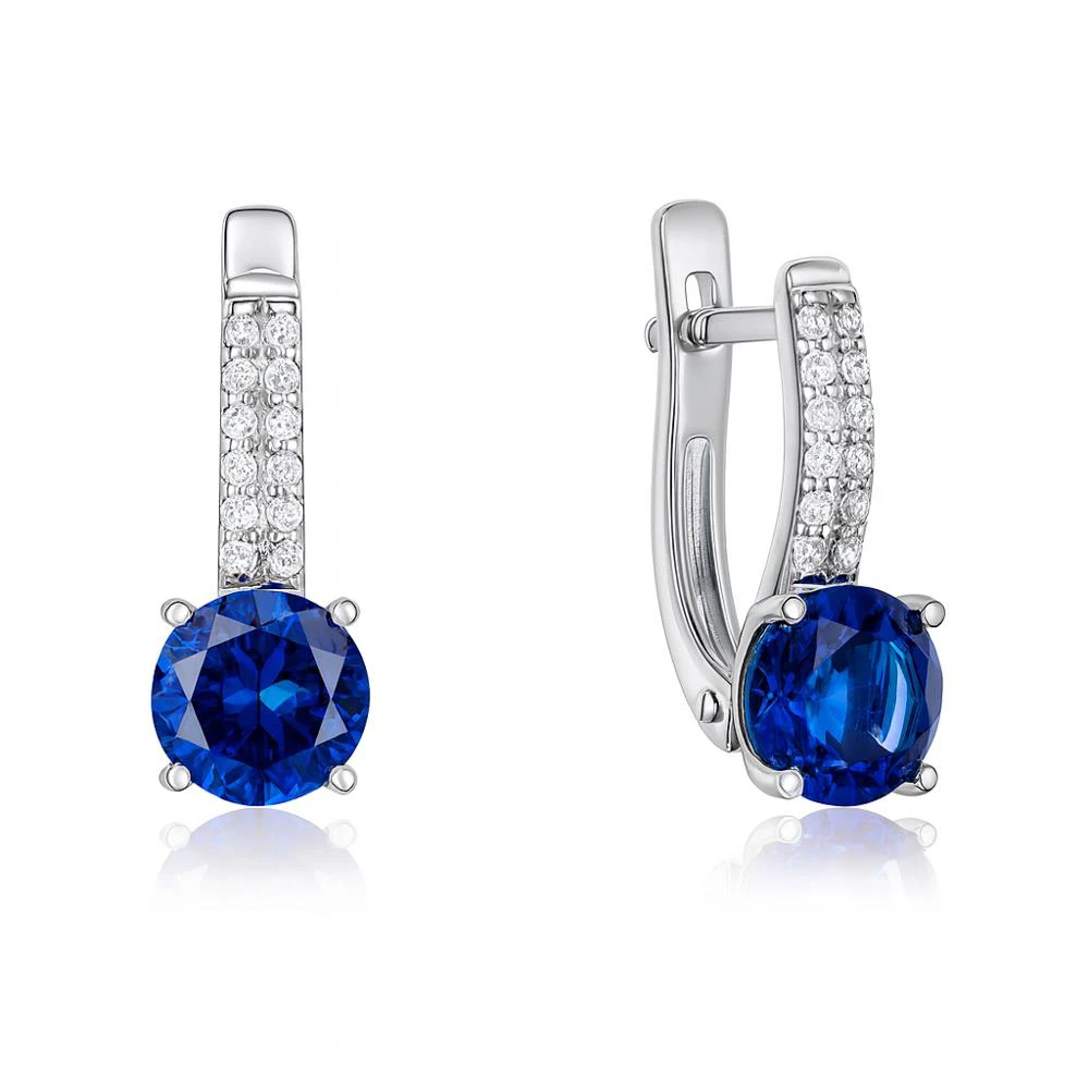 Серьги с цирконами и фианитами из серебра 925 пробы