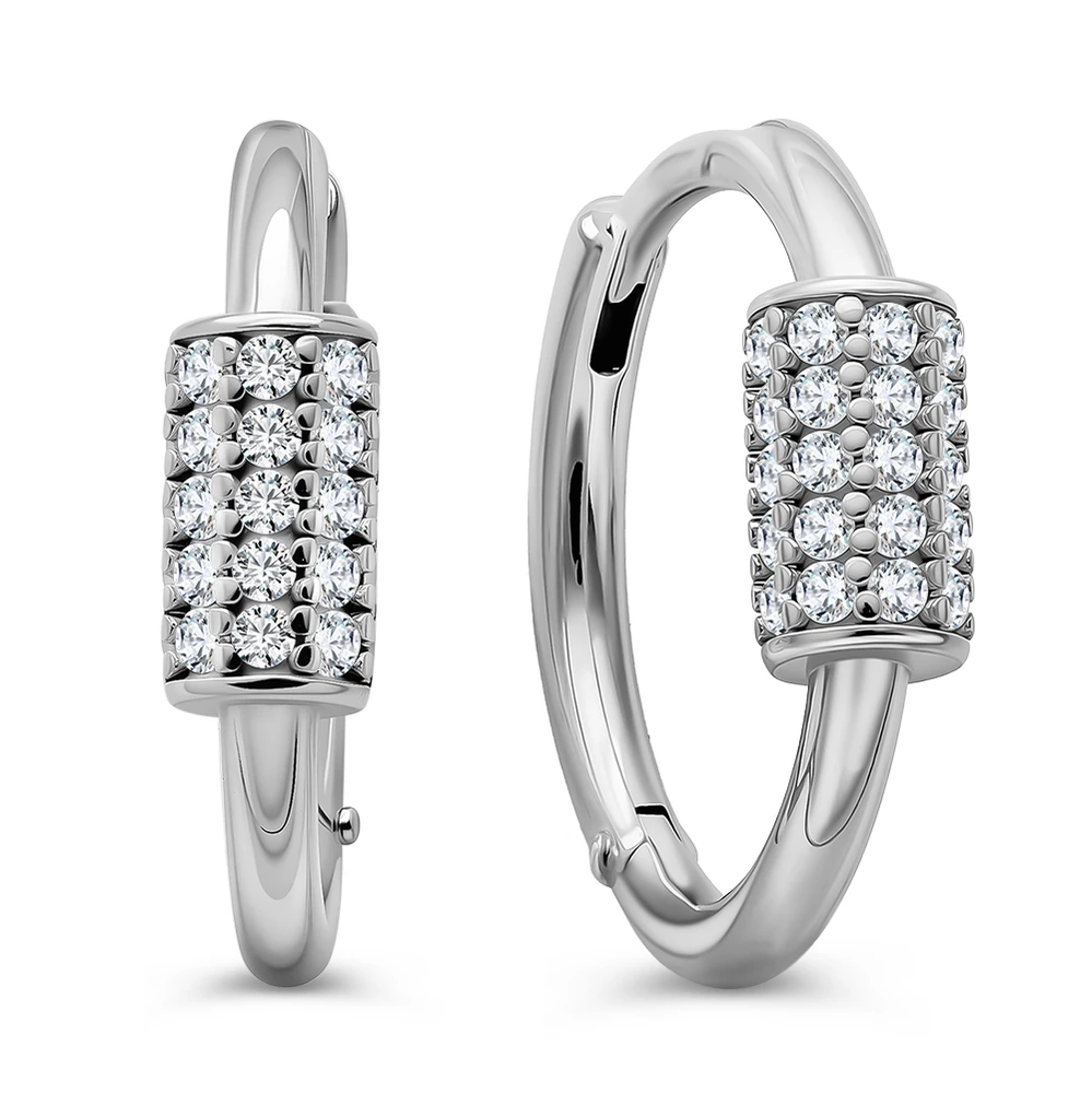 Серьги с фианитами из серебра 925 пробы