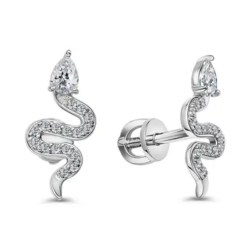 Серьги с фианитами из серебра 925 пробы
