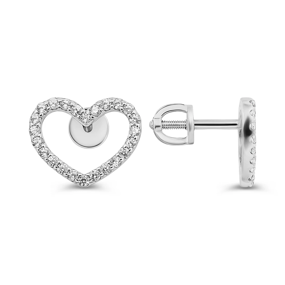 Серьги с фианитами из серебра 925 пробы
