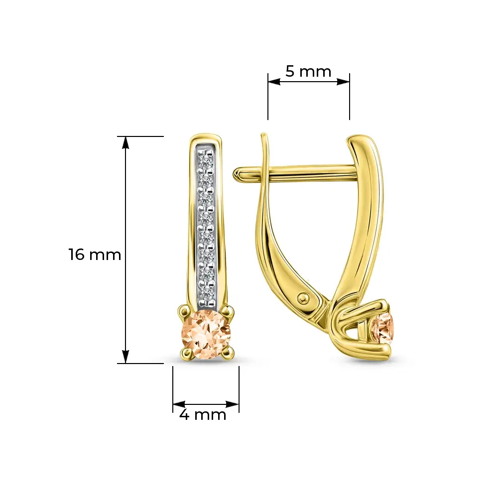 Серьги с фианитами из серебра 925 пробы