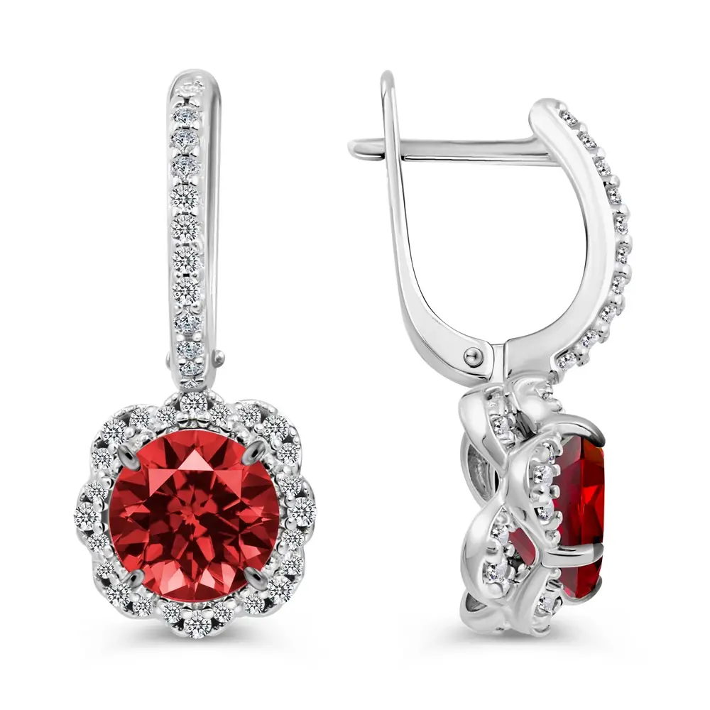 Серьги с ситаллами из серебра 925 пробы