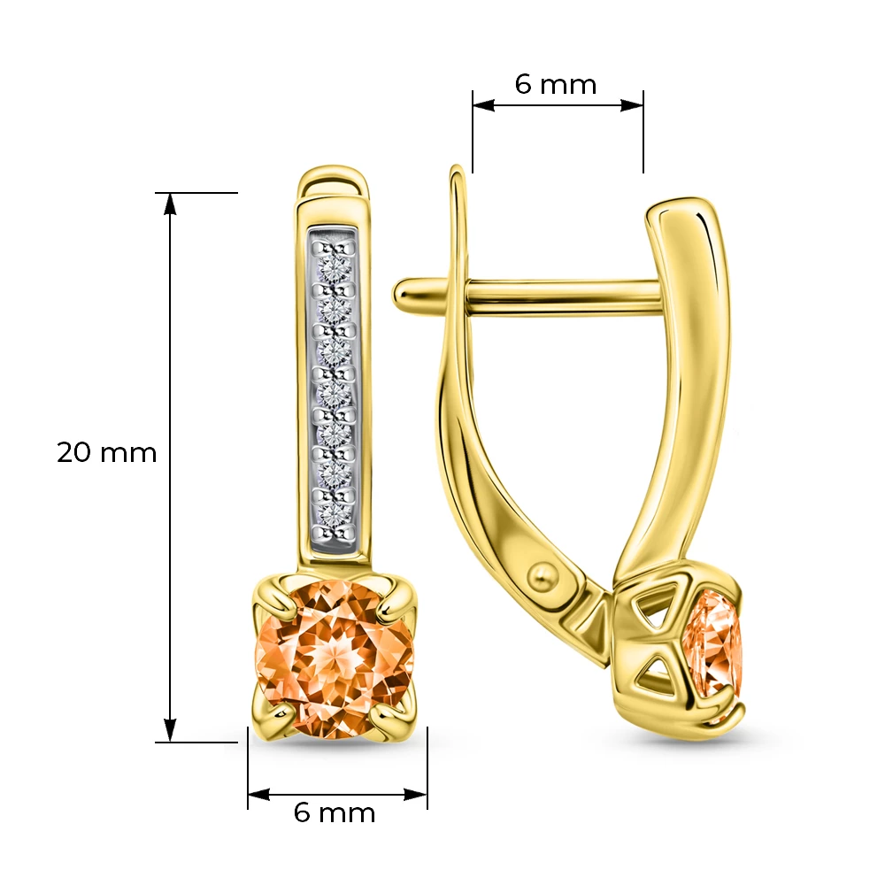 Серьги с фианитами из серебра 925 пробы