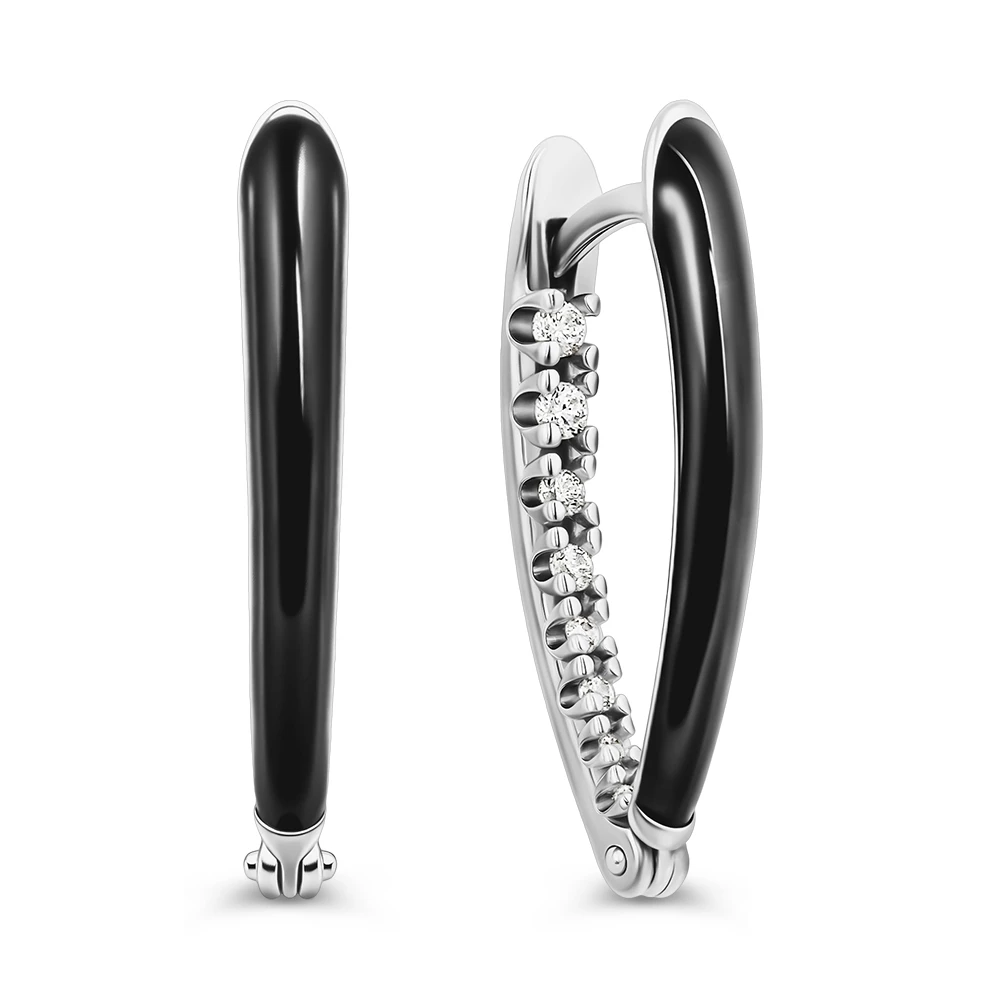 Серьги с фианитами из серебра 925 пробы