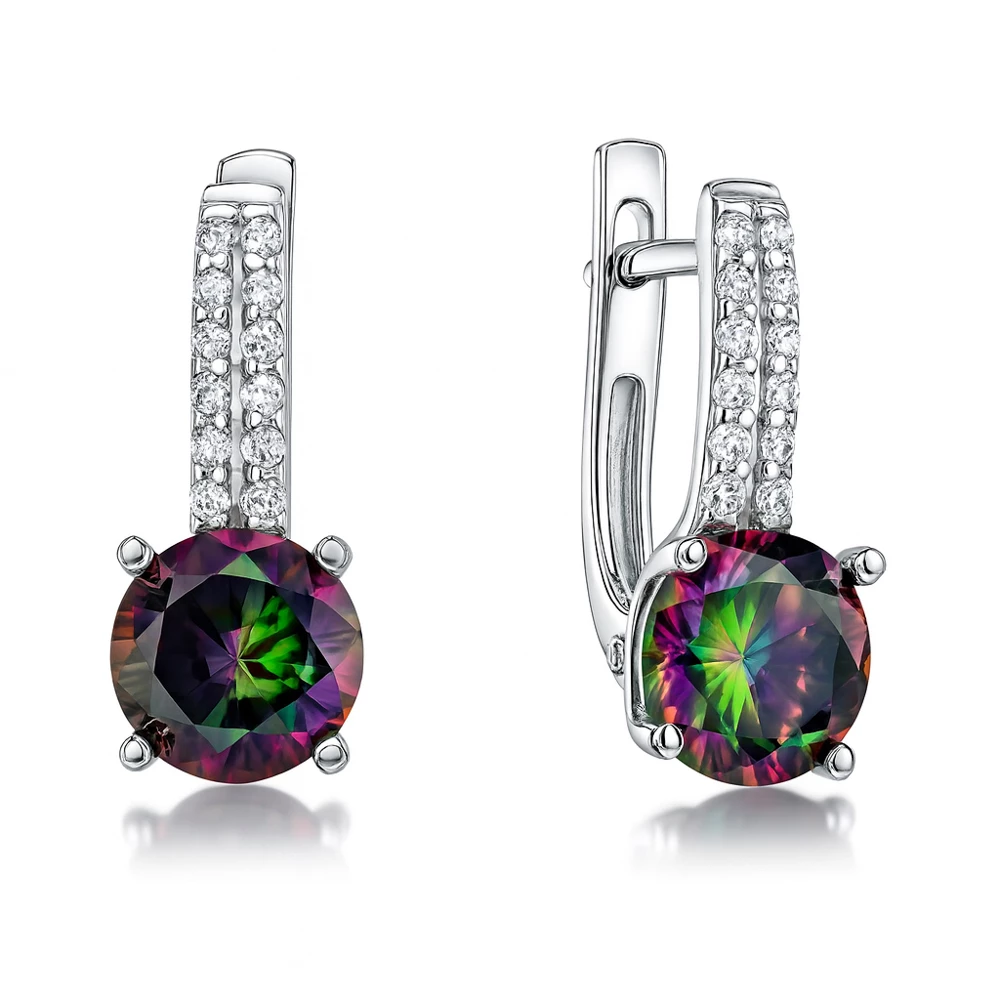 Серьги с цирконами и фианитами из серебра 925 пробы