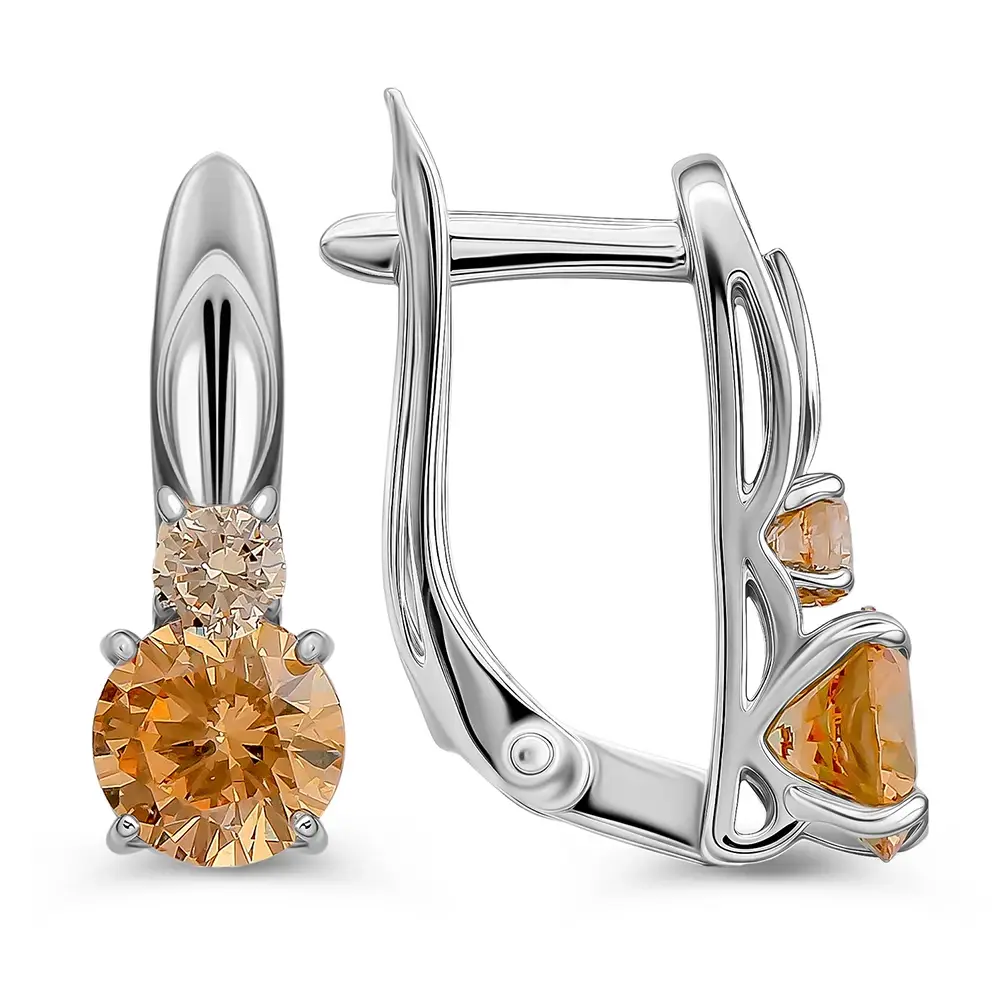 Серьги с фианитами из серебра 925 пробы