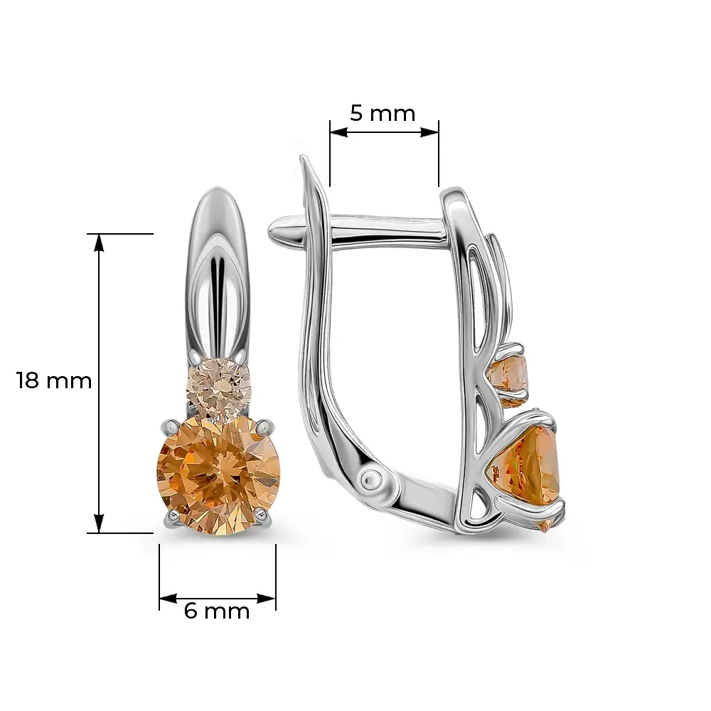 Серьги с фианитами из серебра 925 пробы