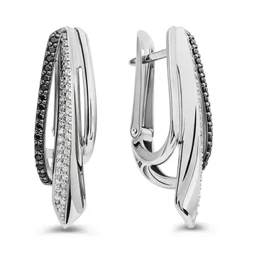 Серьги с фианитами из серебра 925 пробы