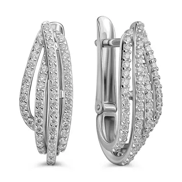 Серьги с фианитами из серебра 925 пробы