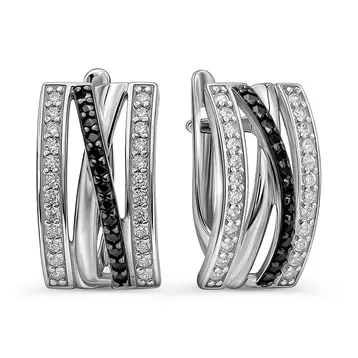 Серьги с фианитами из серебра 925 пробы