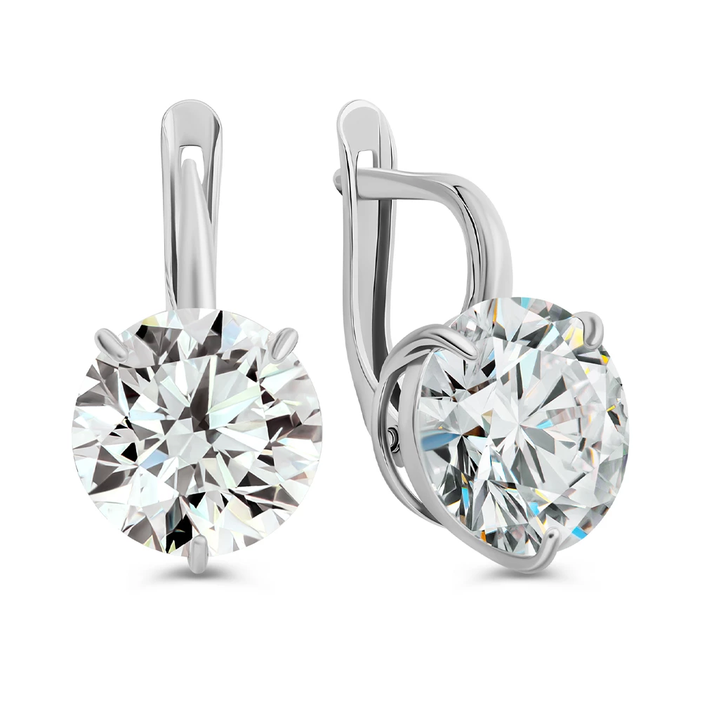 Серьги с фианитами из серебра 925 пробы