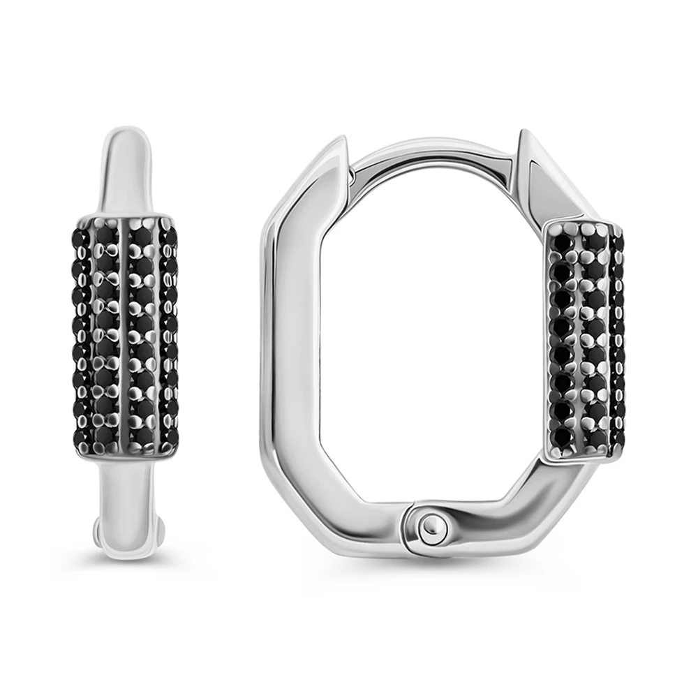 Серьги с фианитами из серебра 925 пробы
