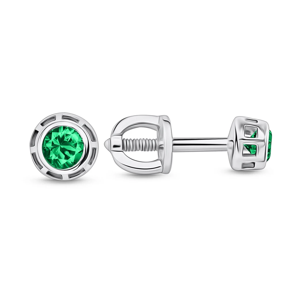 Серьги с фианитами из серебра 925 пробы