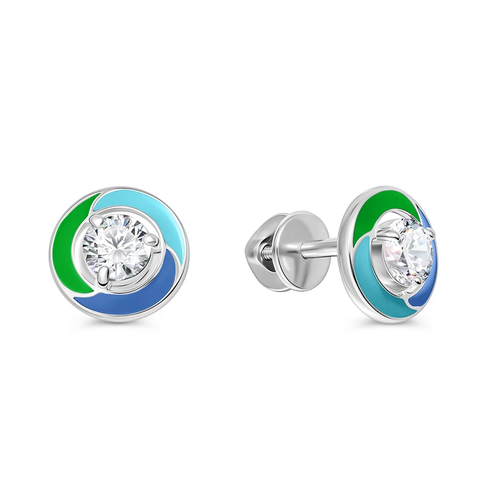 Серьги с фианитами из серебра 925 пробы