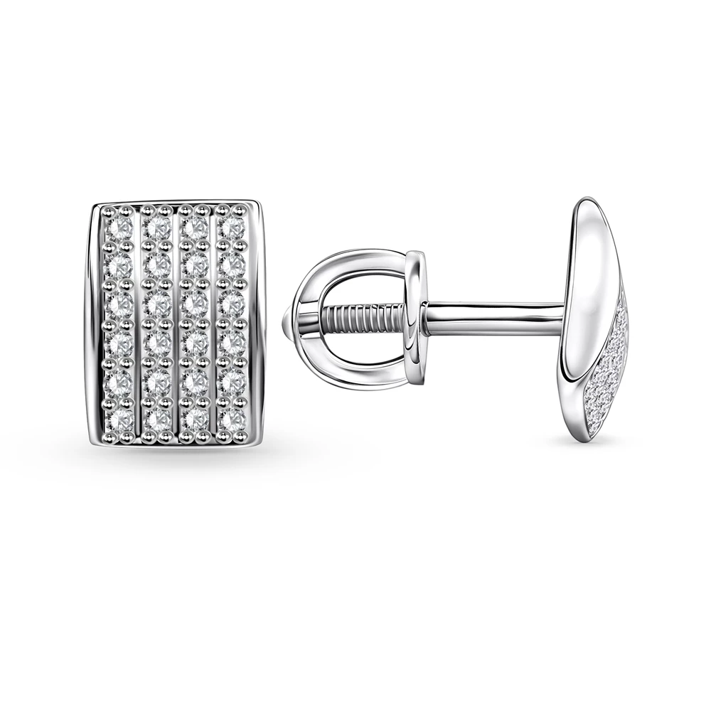 Серьги с фианитами из серебра 925 пробы