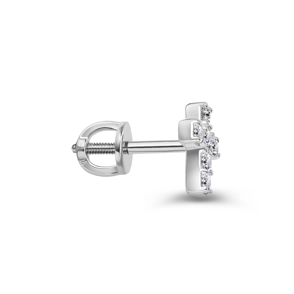 Серьга с фианитами из серебра 925 пробы