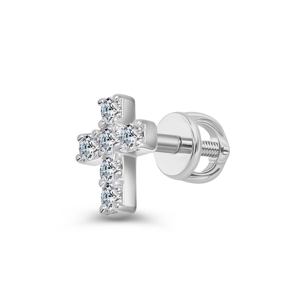 Серьга с фианитами из серебра 925 пробы