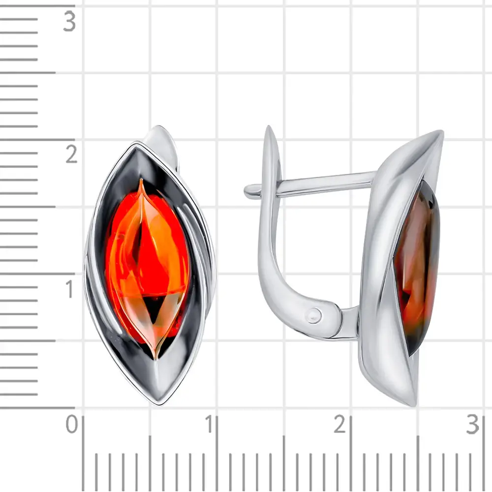 Серьги с янтарем из серебра 925 пробы
