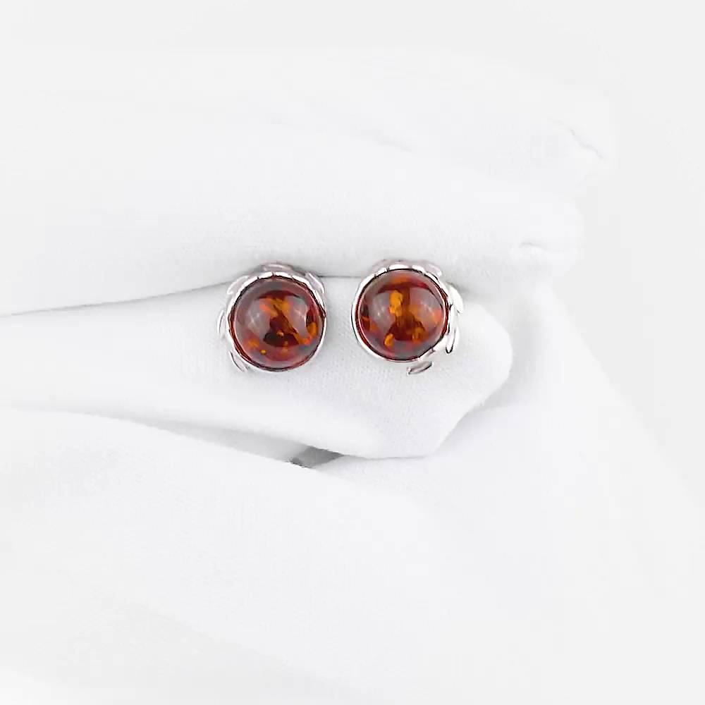 Серьги с янтарем из серебра 925 пробы 1