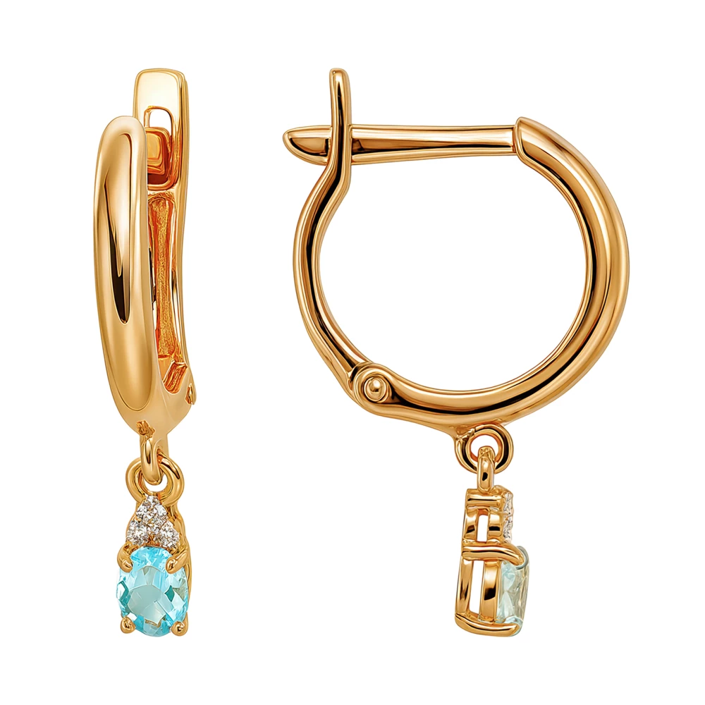 Серьги с ювелирным кристаллом и фианитами из серебра 925 пробы