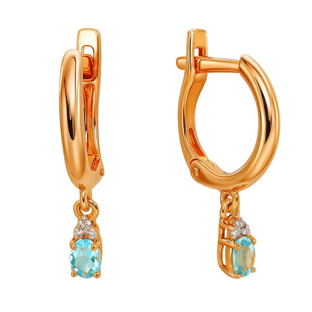 Серьги с ювелирным кристаллом и фианитами из серебра 925 пробы