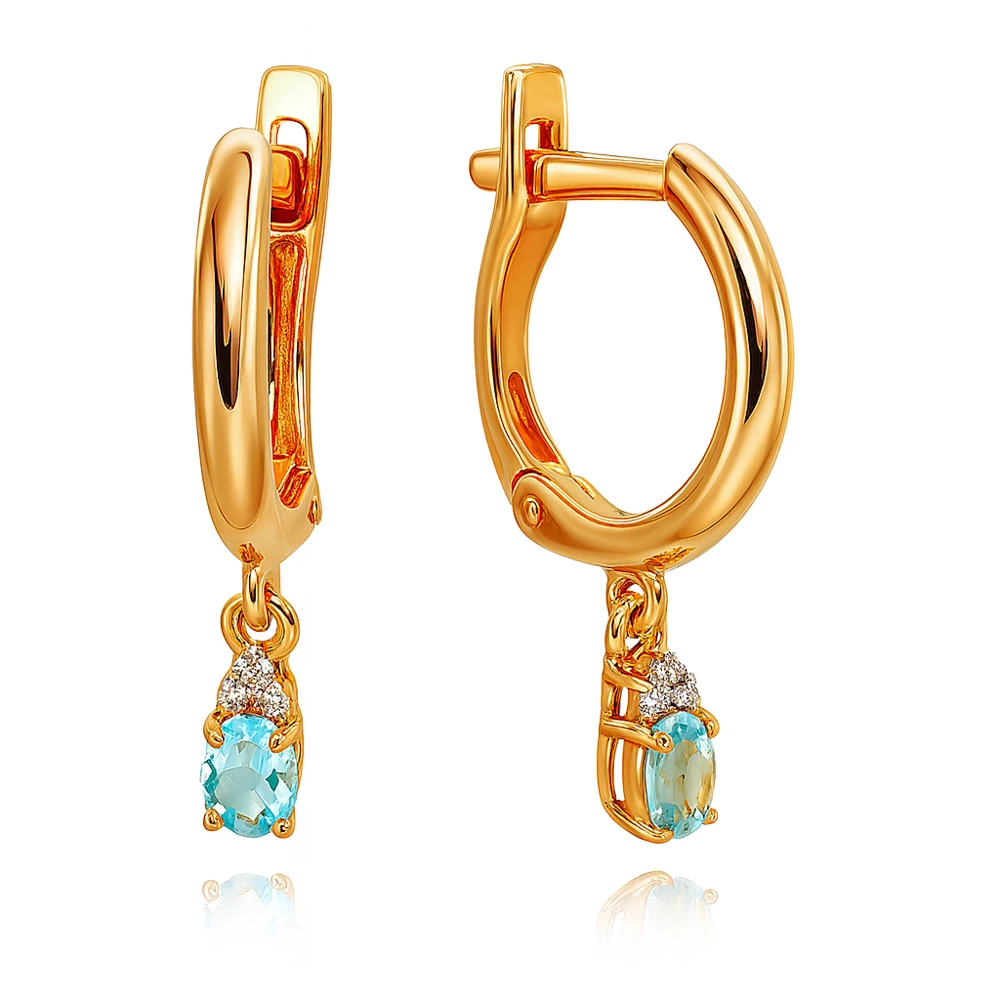 Серьги с ювелирным кристаллом и фианитами из серебра 925 пробы