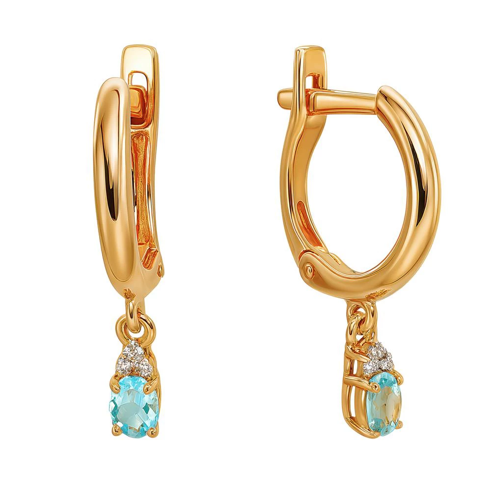 Серьги с ювелирным кристаллом и фианитами из серебра 925 пробы