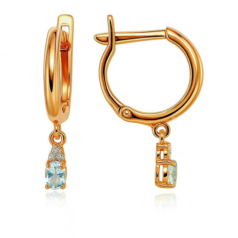 Серьги с ювелирным кристаллом и фианитами из серебра 925 пробы