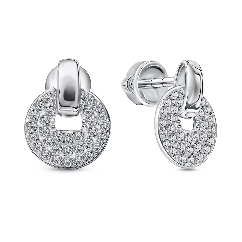 Серьги с фианитами из серебра 925 пробы